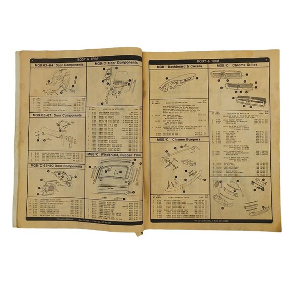 Victoria British Ltd MG Owners Parts Catalog MG.1 July 1984 First Printing - Picture 9 of 14
